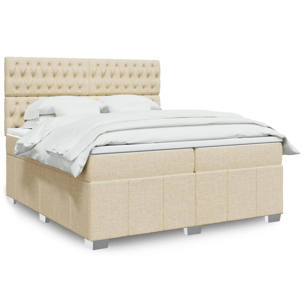 Sommier à lattes de lit avec matelas Crème 200x200 cm Tissu - XIOS