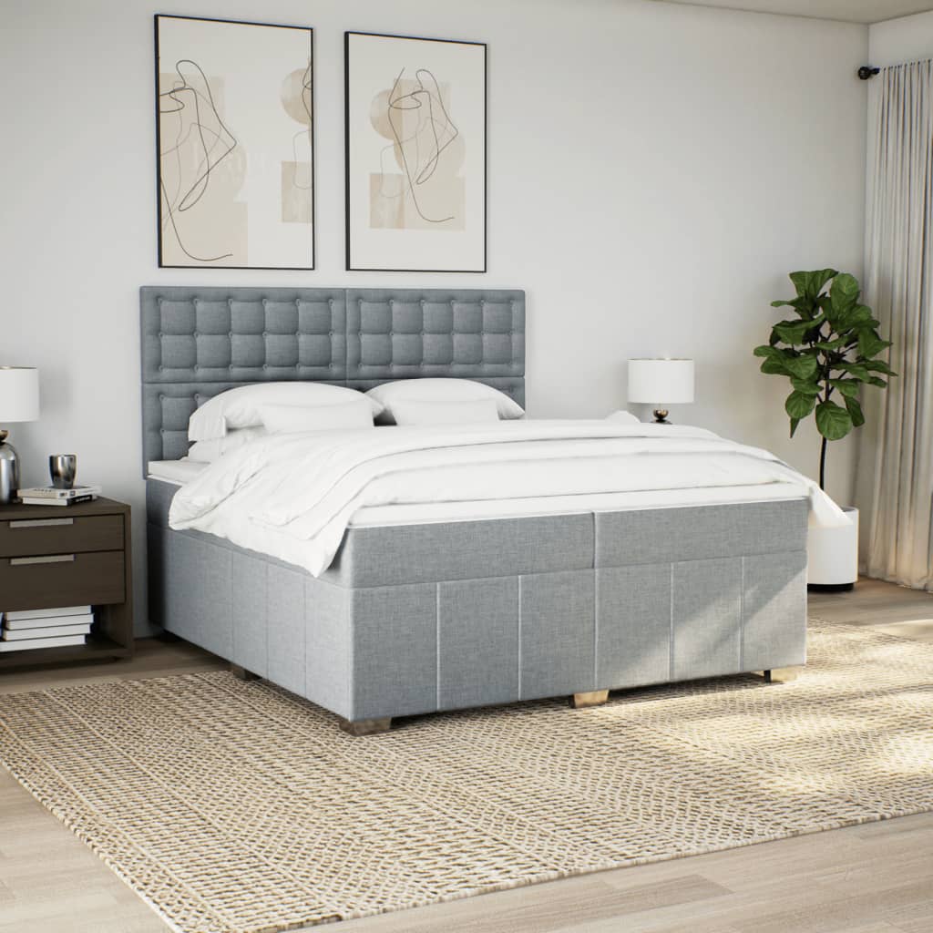Sommier à lattes de lit avec matelas Gris clair 200x200cm Tissu - XIOS