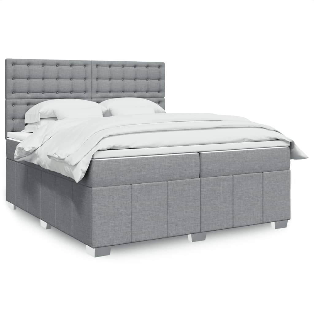 Sommier à lattes de lit avec matelas Gris clair 200x200cm Tissu - XIOS