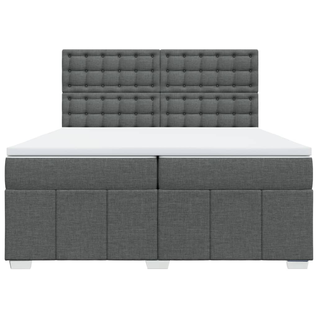 Sommier à lattes de lit avec matelas Gris foncé 200x200cm Tissu - XIOS
