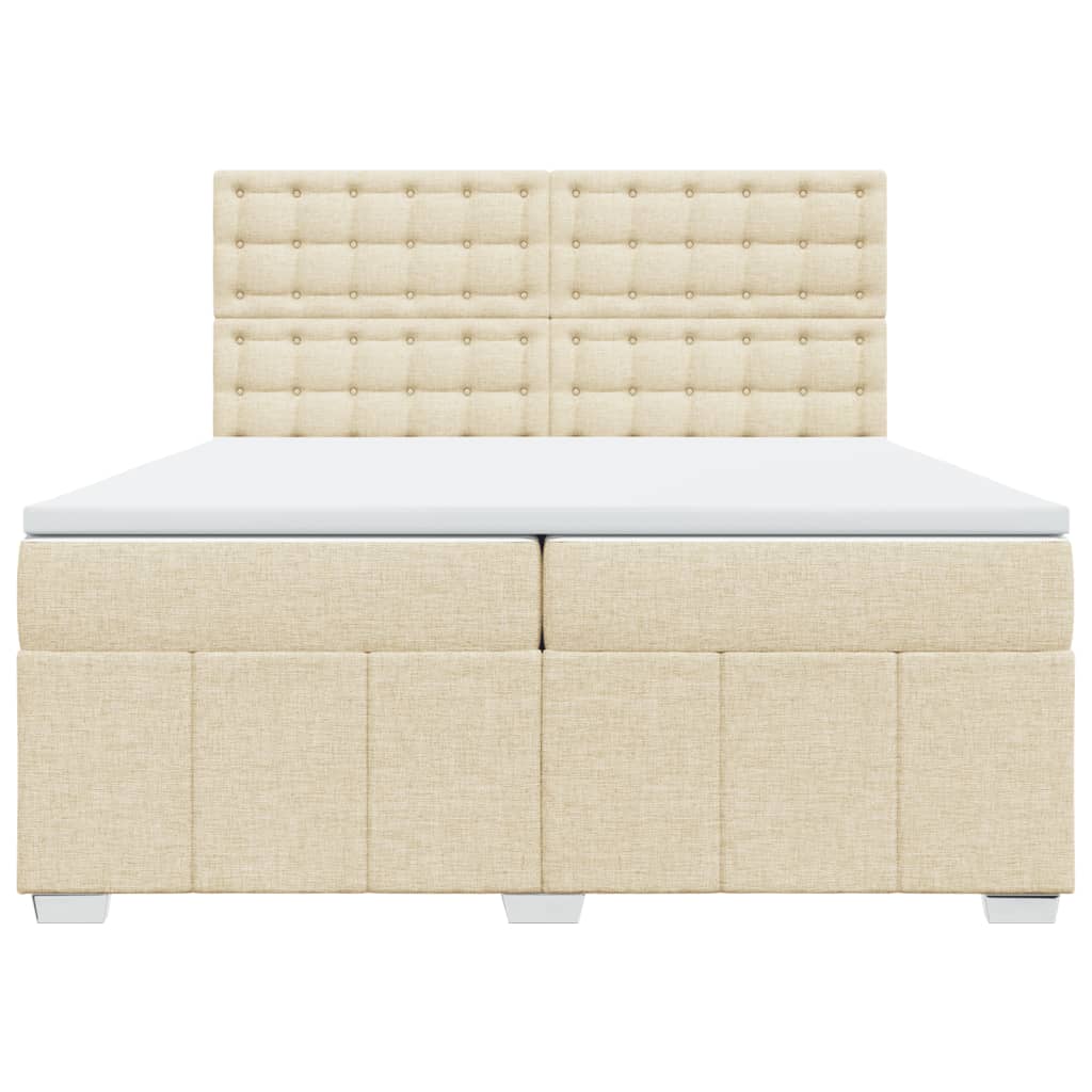 Sommier à lattes de lit avec matelas Crème 200x200 cm Tissu - XIOS