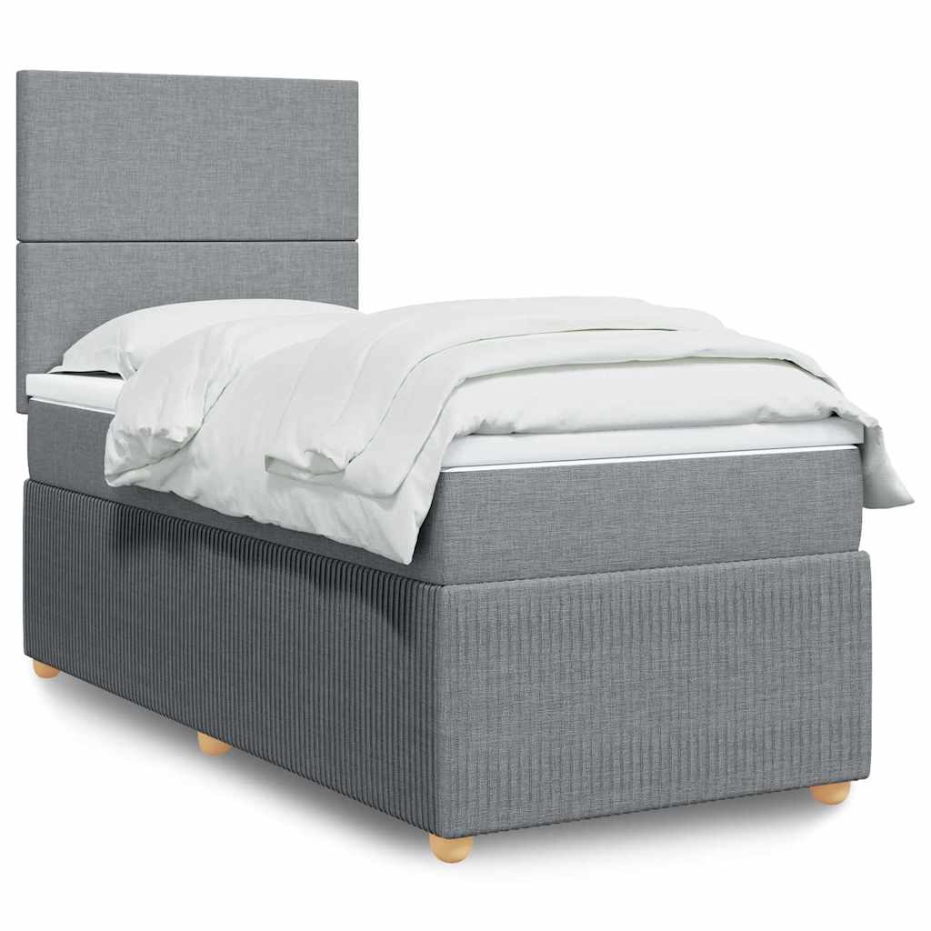 Sommier à lattes de lit et matelas Gris clair 90x190 cm Tissu - XIOS
