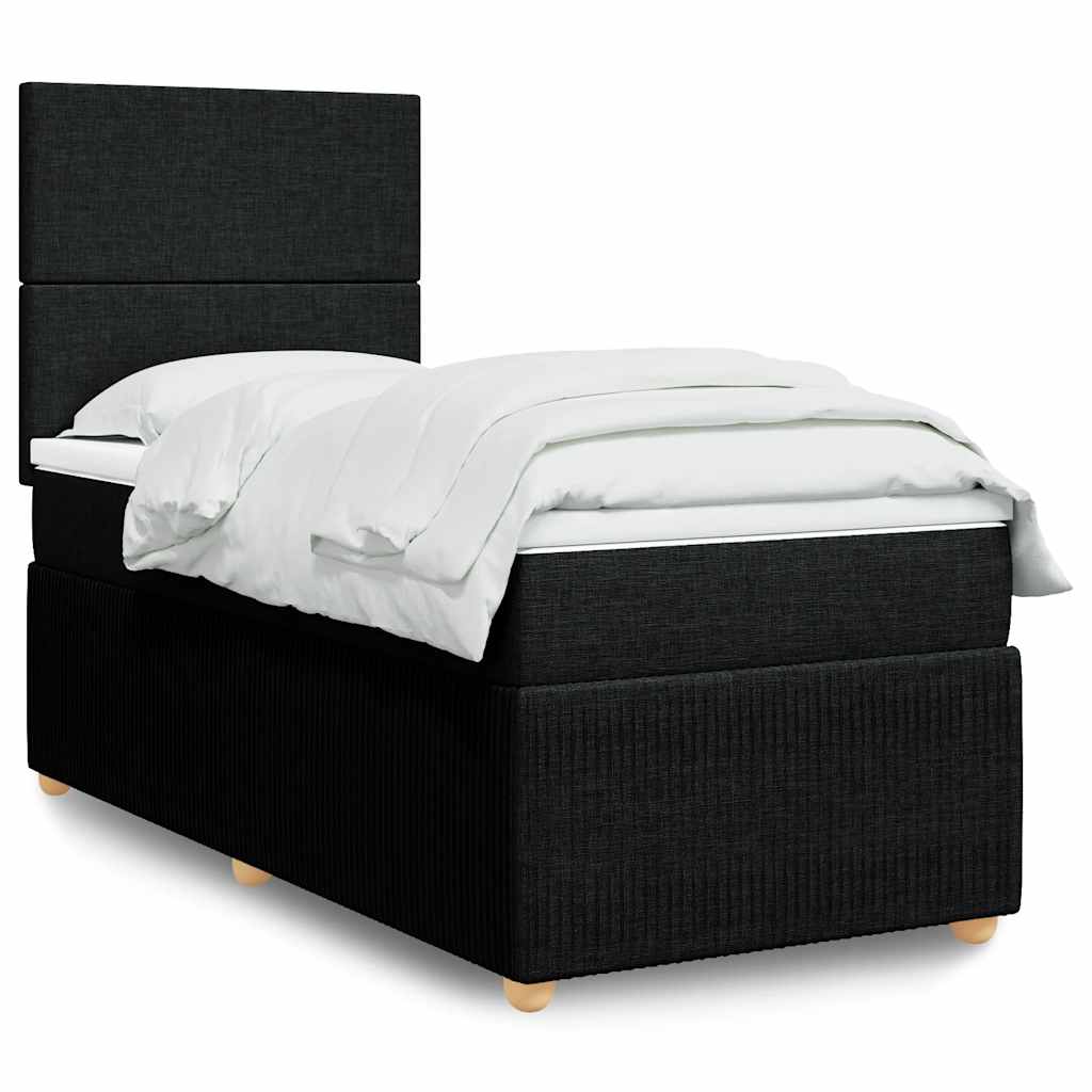Sommier à lattes de lit avec matelas Noir 90x190 cm Tissu - XIOS