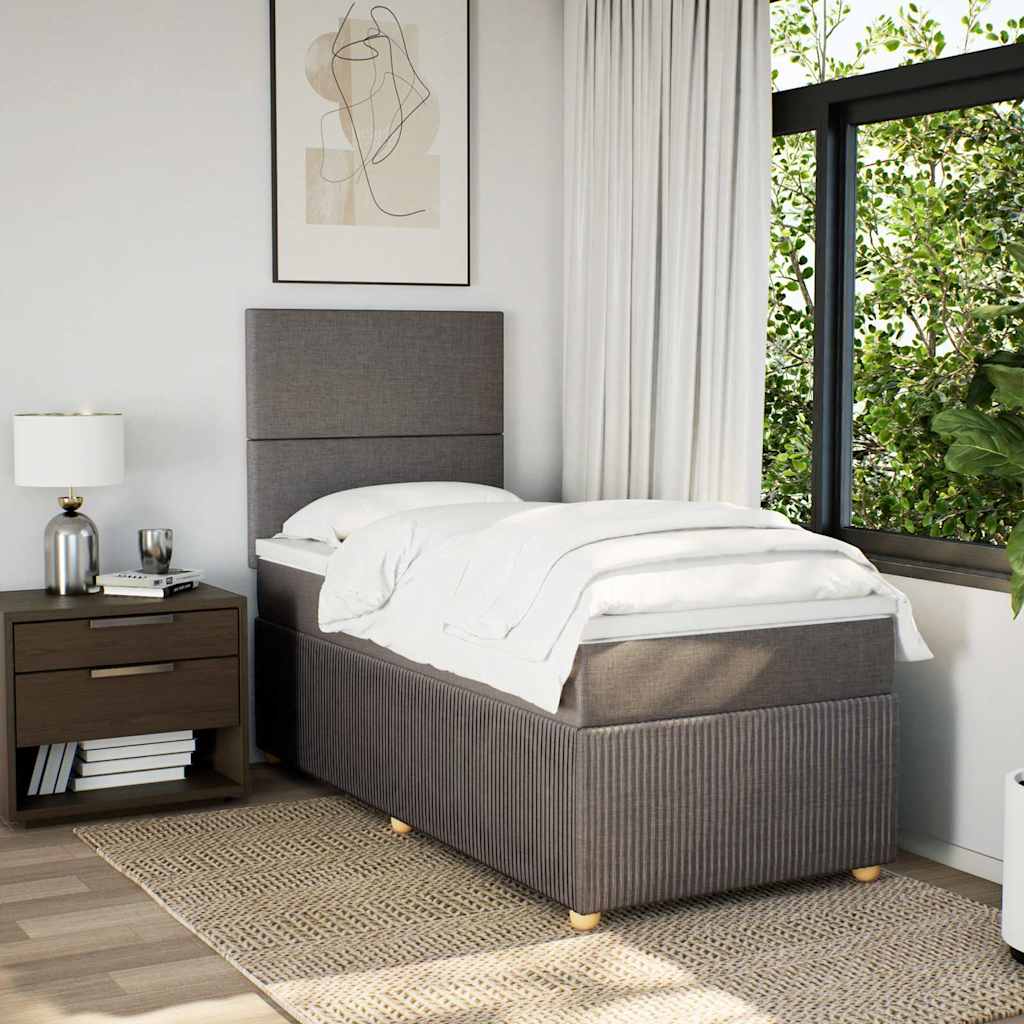 Sommier à lattes de lit avec matelas Taupe 90x190 cm Tissu - XIOS