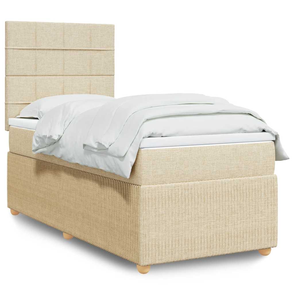 Sommier à lattes de lit et matelas Crème 90x190 cm Tissu - XIOS