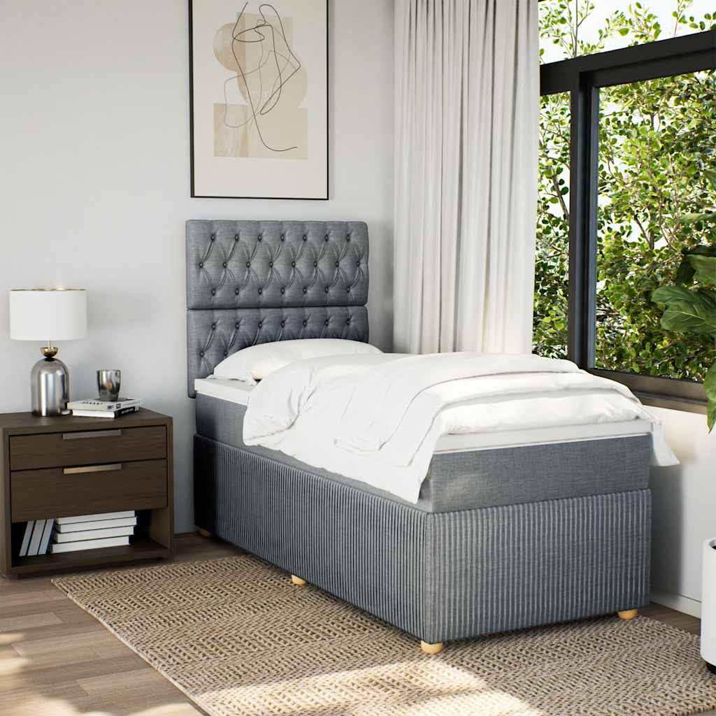 Sommier à lattes de lit et matelas Gris clair 90x190 cm Tissu - XIOS