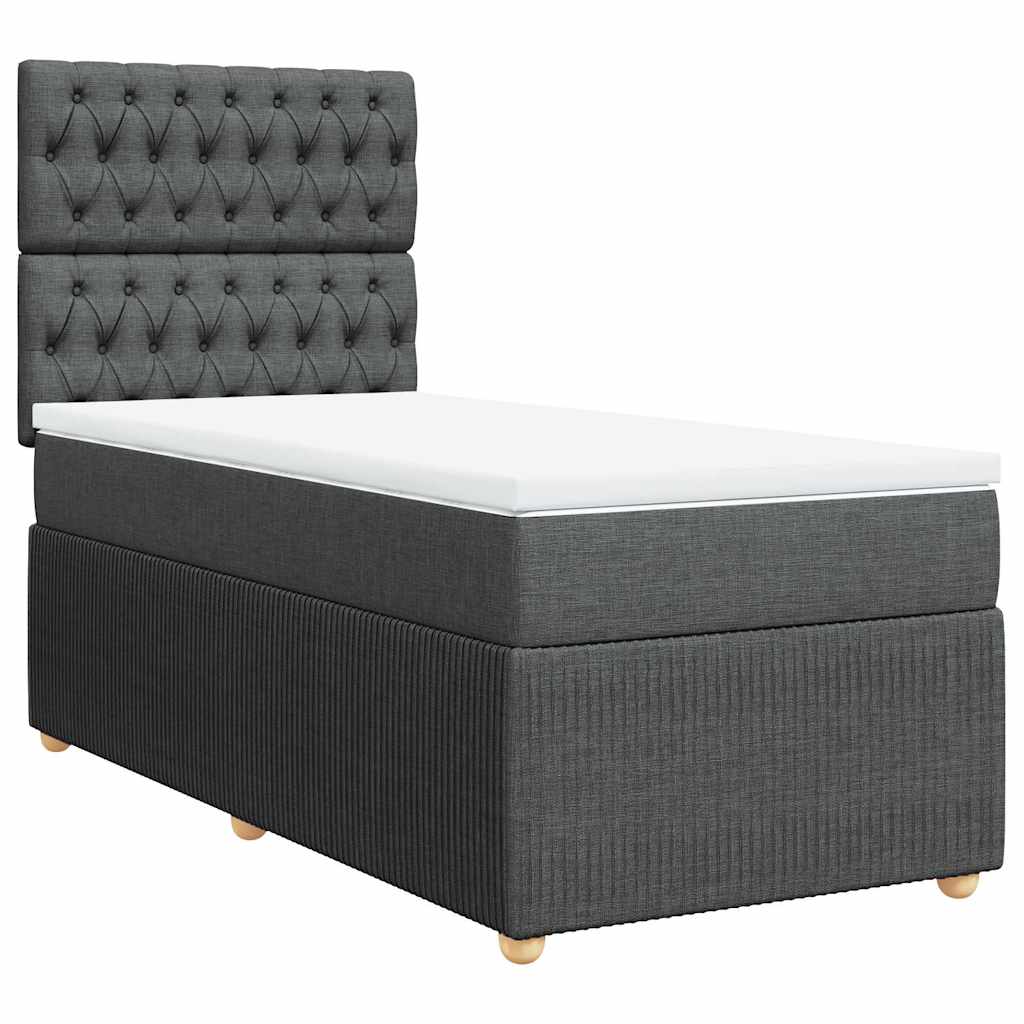 Sommier à lattes de lit et matelas Gris foncé 90x190 cm Tissu - XIOS