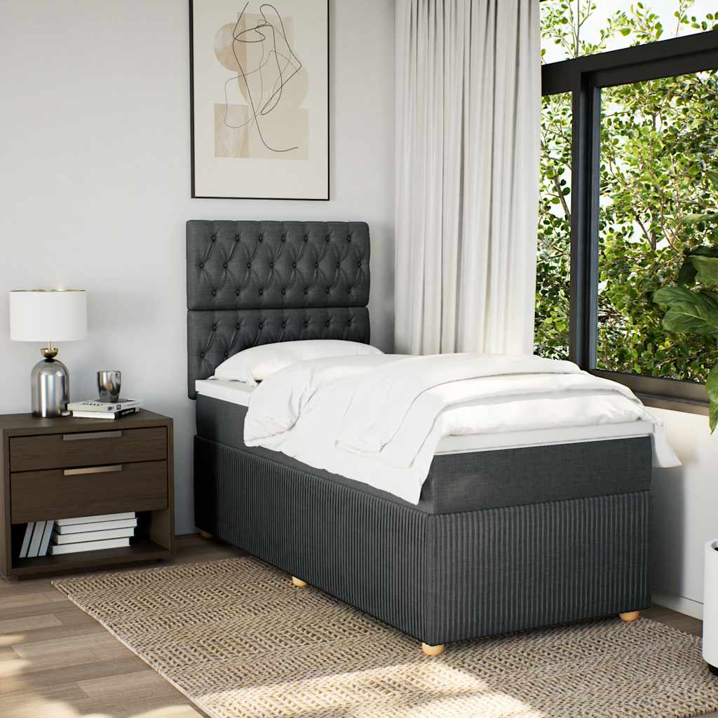 Sommier à lattes de lit et matelas Gris foncé 90x190 cm Tissu - XIOS