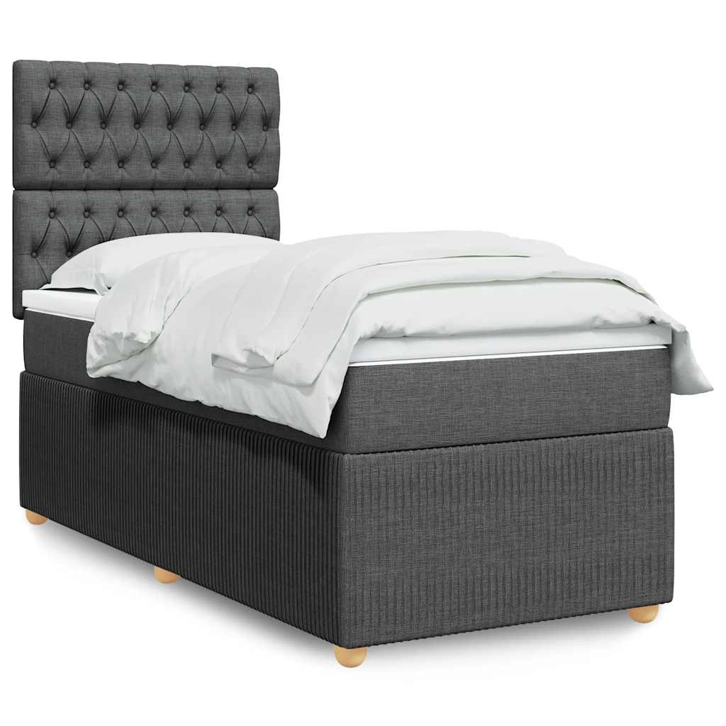 Sommier à lattes de lit et matelas Gris foncé 90x190 cm Tissu - XIOS