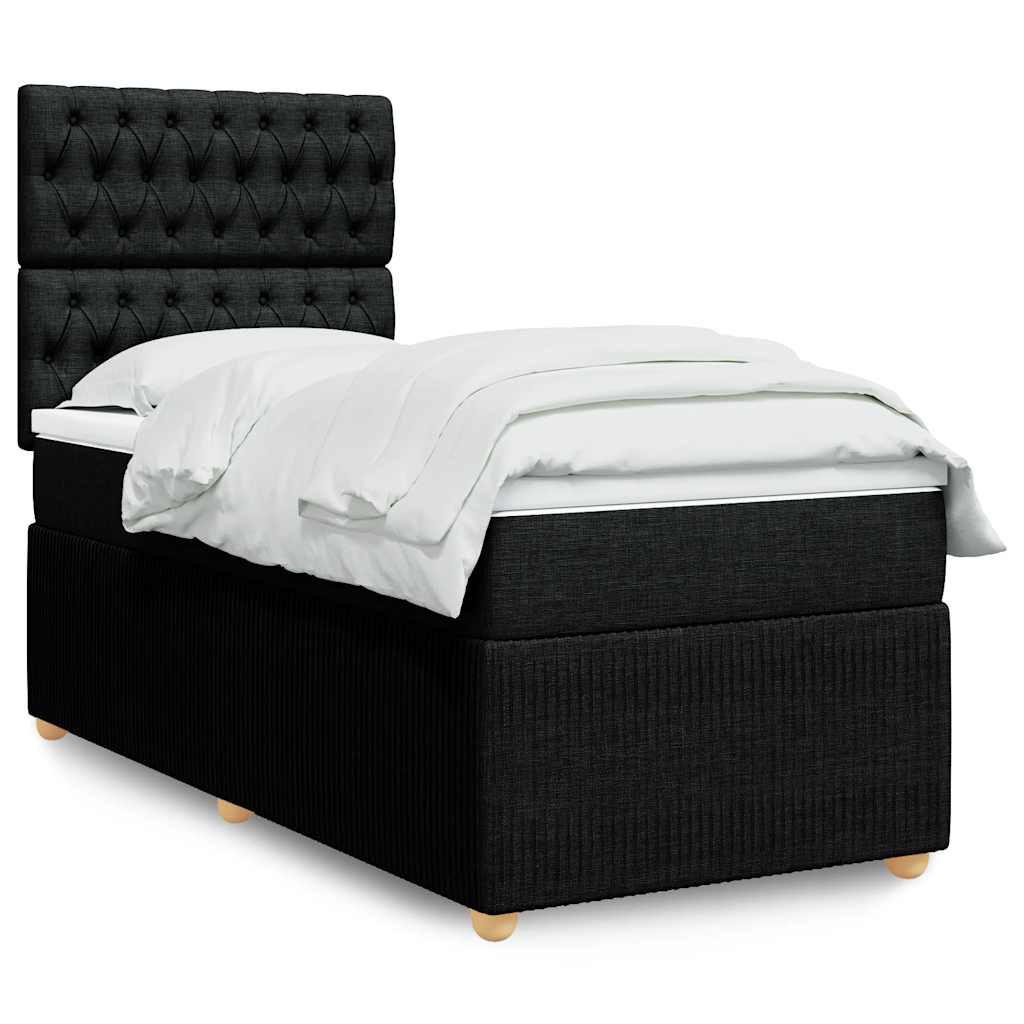 Sommier à lattes de lit avec matelas Noir 90x190 cm Tissu - XIOS