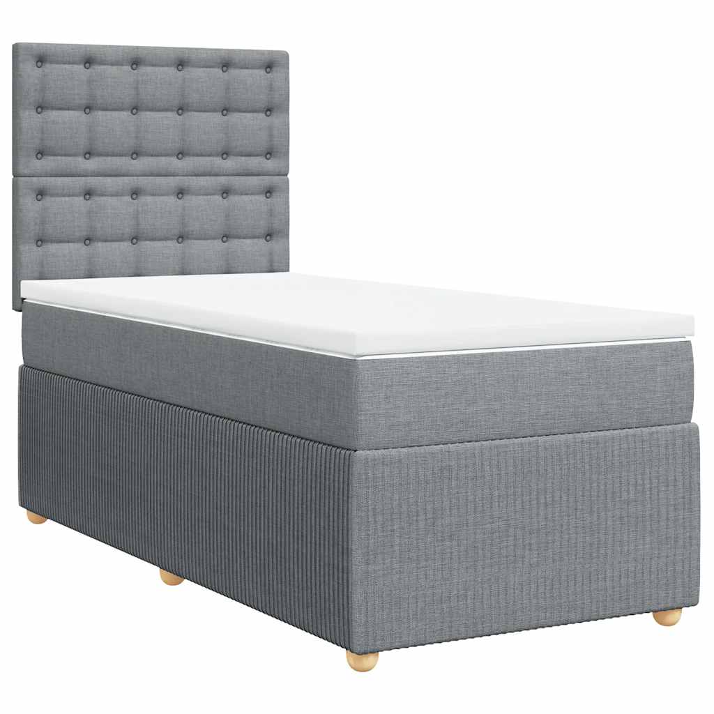 Sommier à lattes de lit et matelas Gris clair 90x190 cm Tissu - XIOS