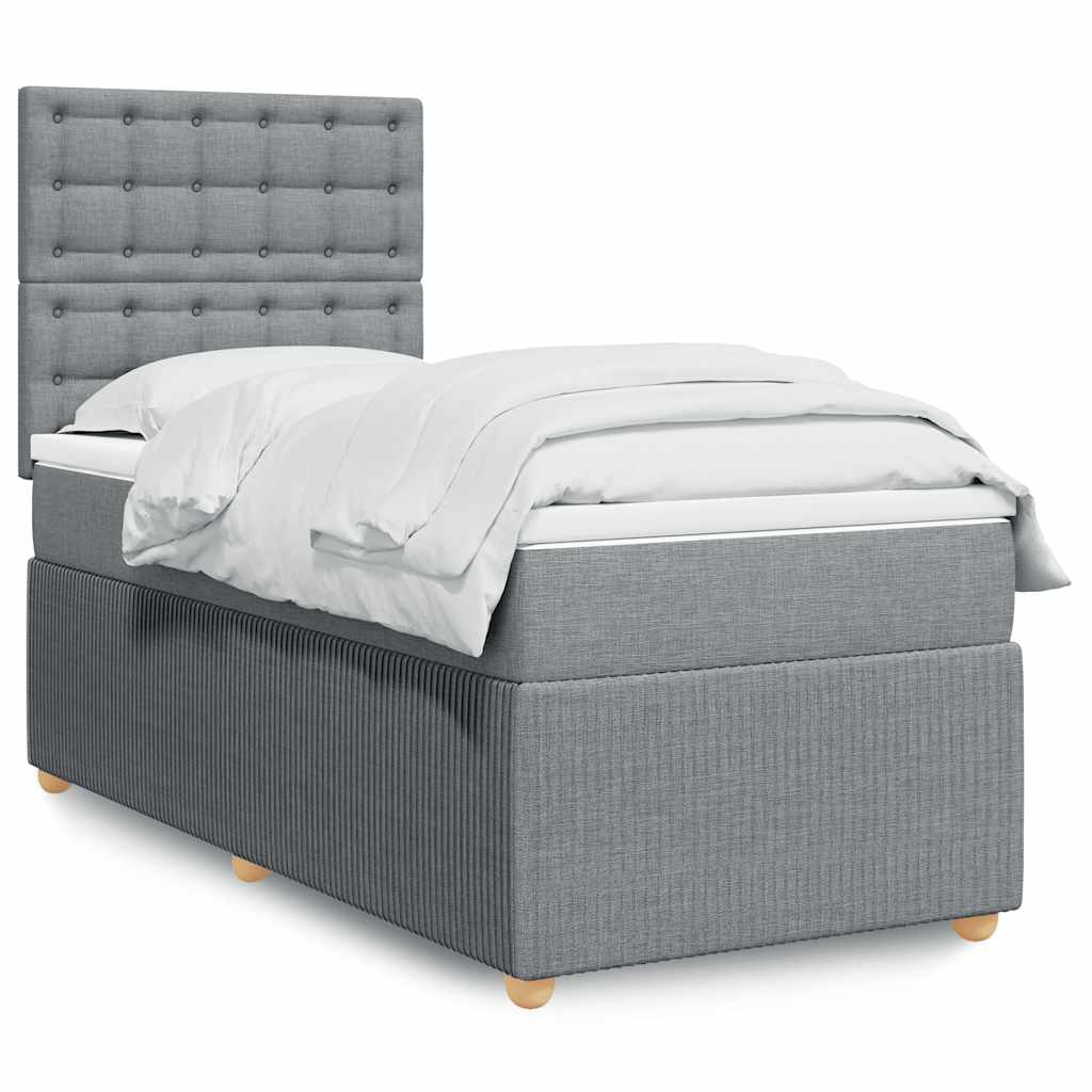 Sommier à lattes de lit et matelas Gris clair 90x190 cm Tissu - XIOS