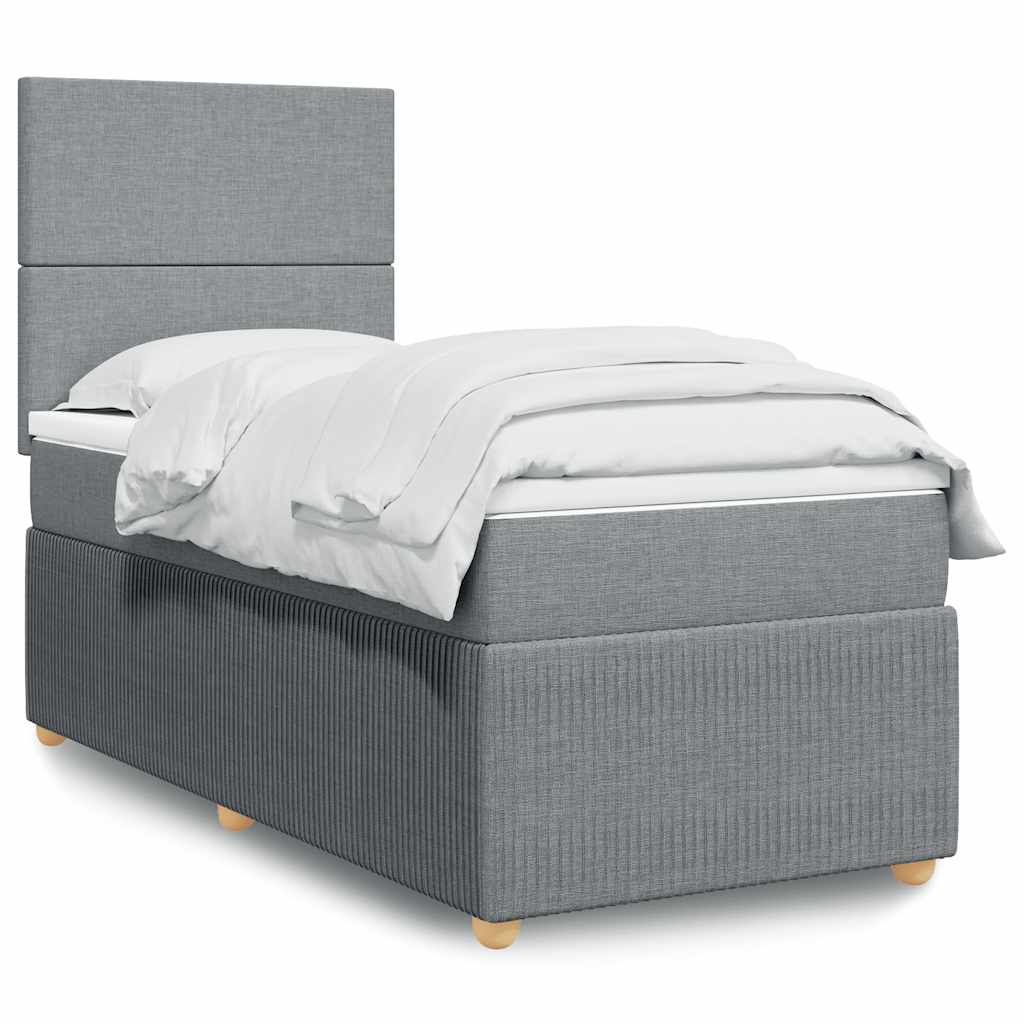 Sommier à lattes de lit avec matelas Gris clair 90x200 cm Tissu - XIOS