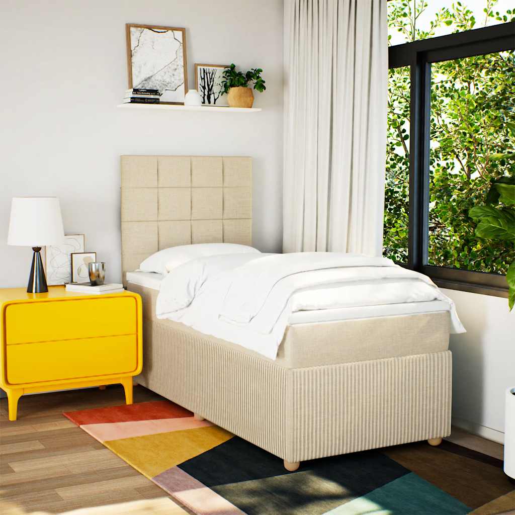 Sommier à lattes de lit avec matelas Crème 90x200 cm Tissu - XIOS