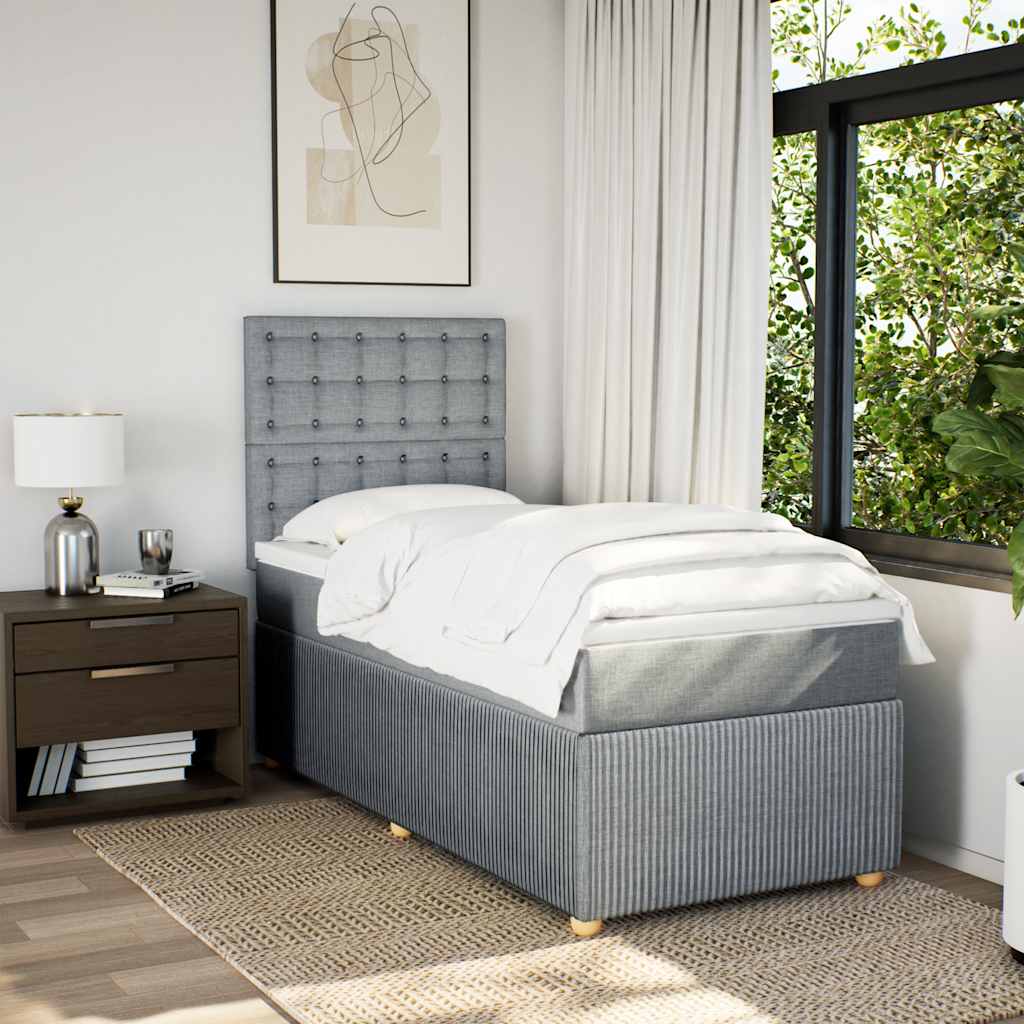 Sommier à lattes de lit avec matelas Gris clair 90x200 cm Tissu - XIOS