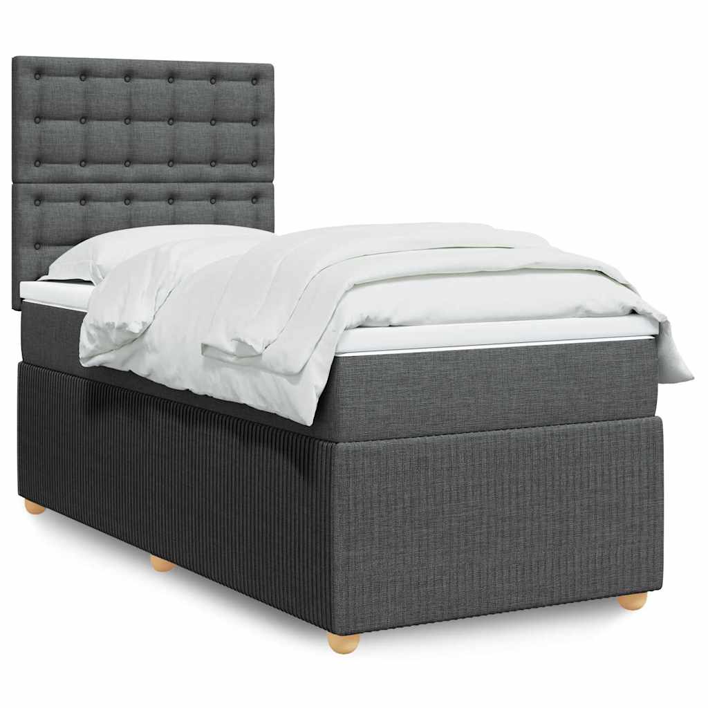 Sommier à lattes de lit avec matelas Gris foncé 90x200 cm Tissu - XIOS