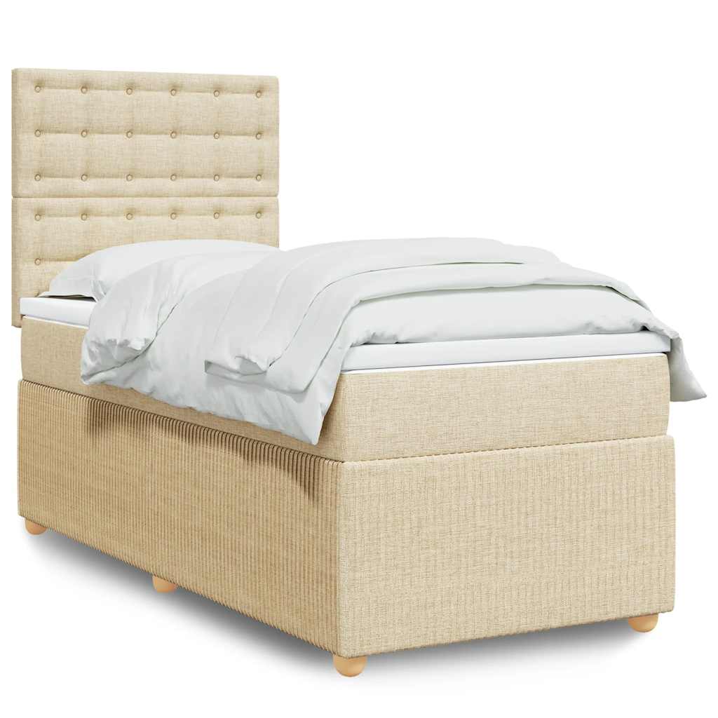 Sommier à lattes de lit avec matelas Crème 90x200 cm Tissu - XIOS