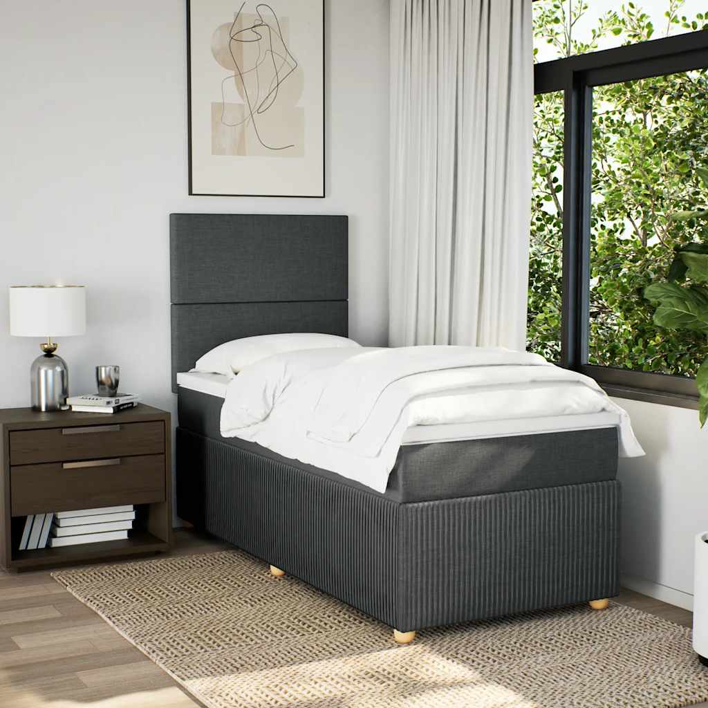 Sommier à lattes de lit avec matelas Gris foncé 100x200cm Tissu - XIOS