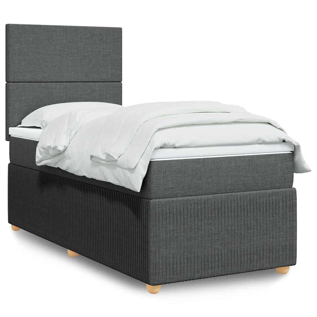 Sommier à lattes de lit avec matelas Gris foncé 100x200cm Tissu - XIOS