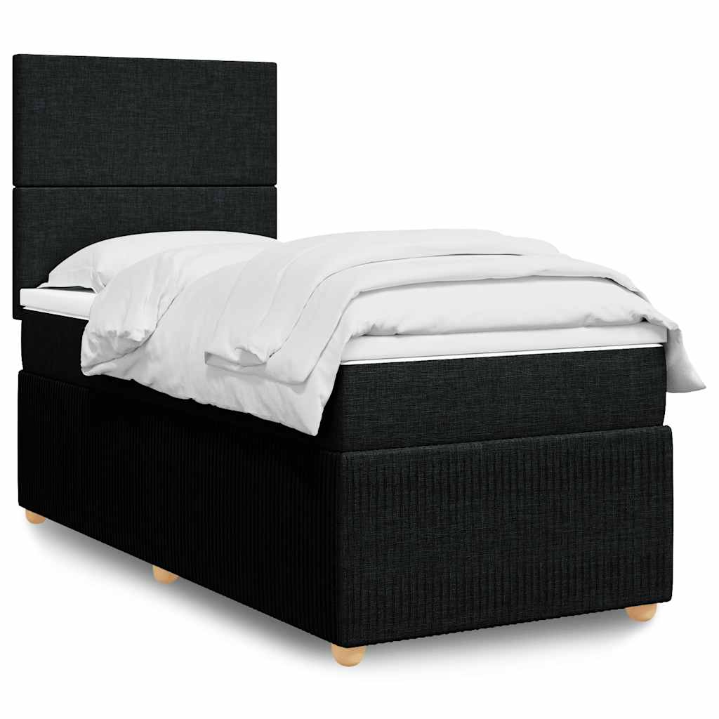 Sommier à lattes de lit avec matelas Noir 100x200 cm Tissu - XIOS