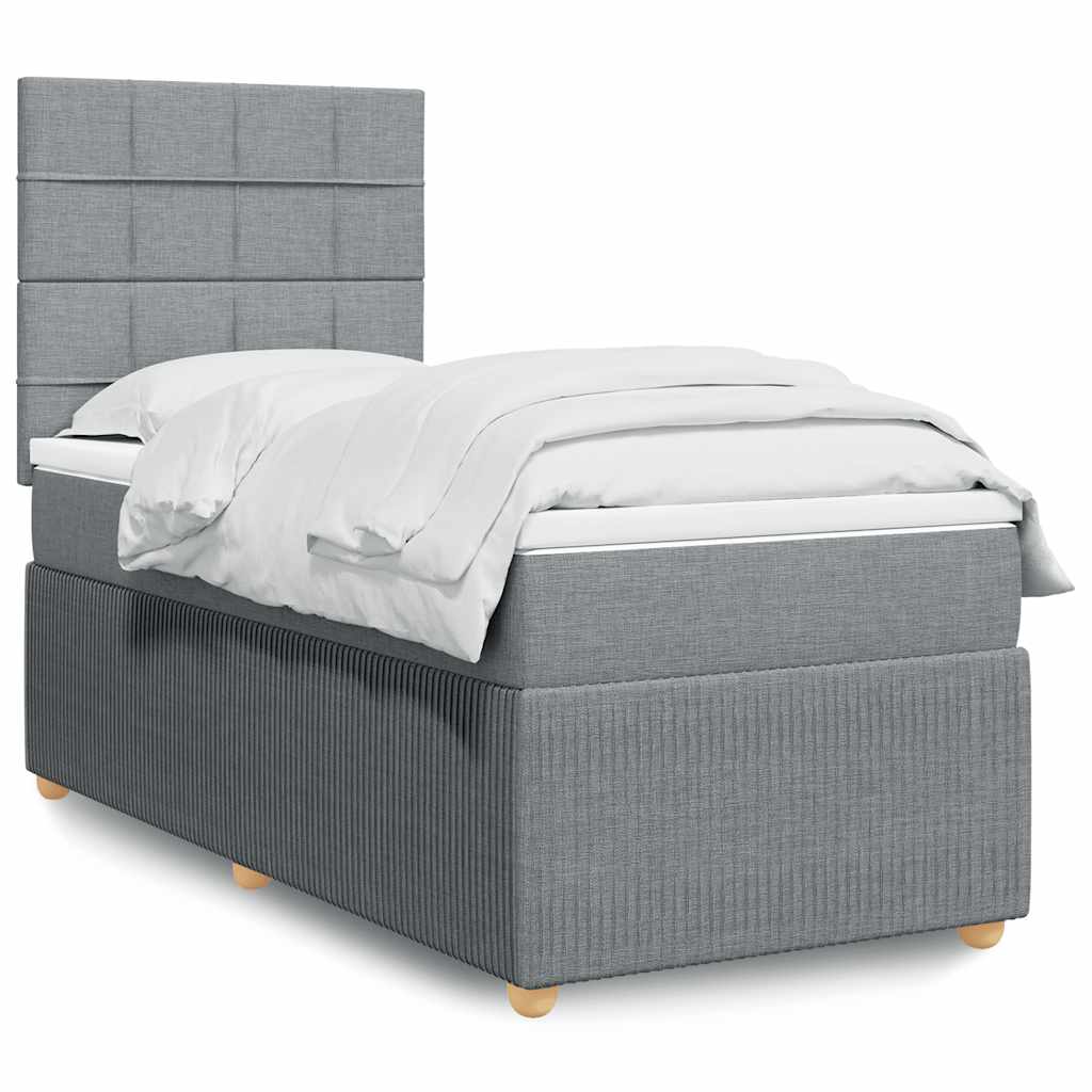 Sommier à lattes de lit avec matelas Gris clair 100x200cm Tissu - XIOS