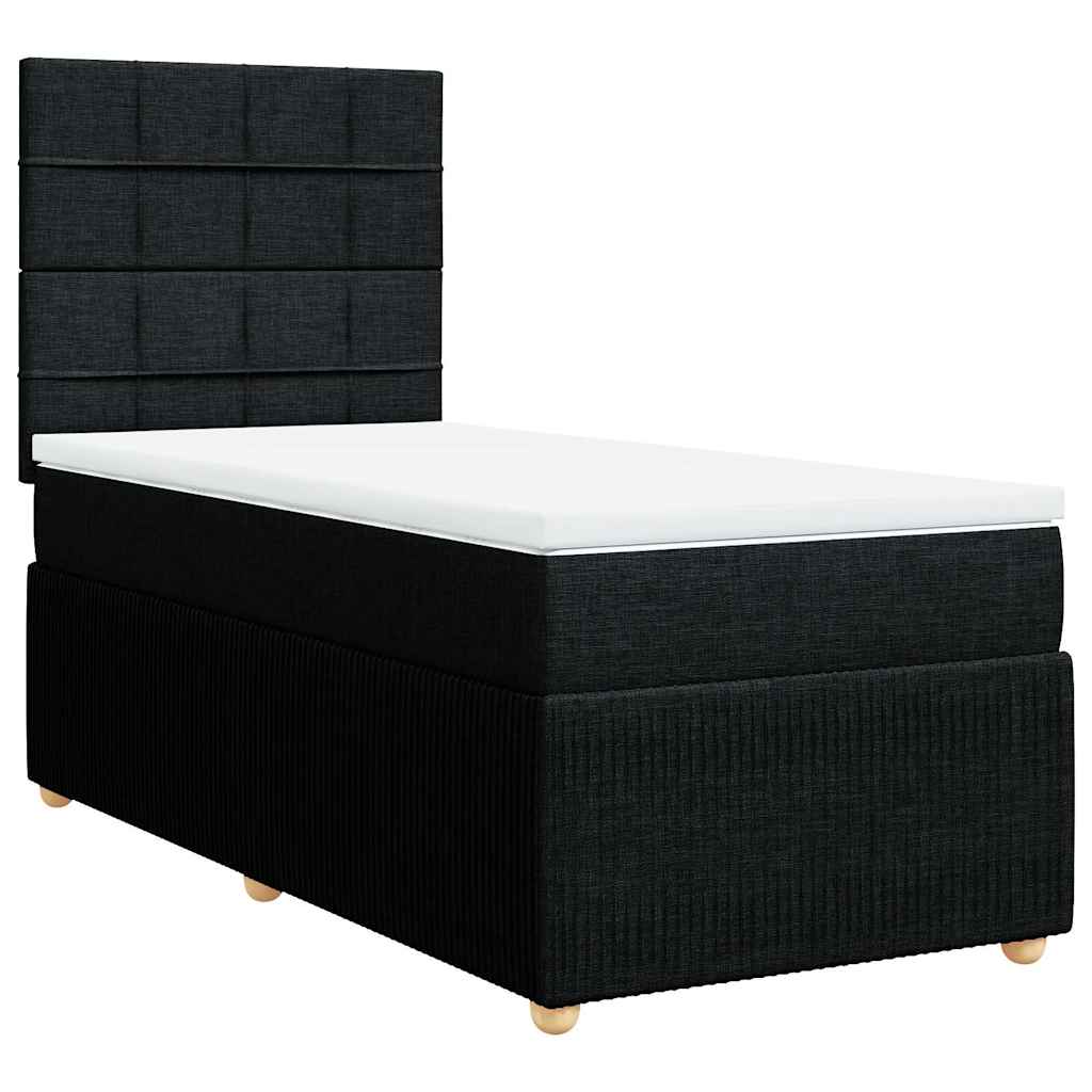 Sommier à lattes de lit avec matelas Noir 100x200 cm Tissu - XIOS