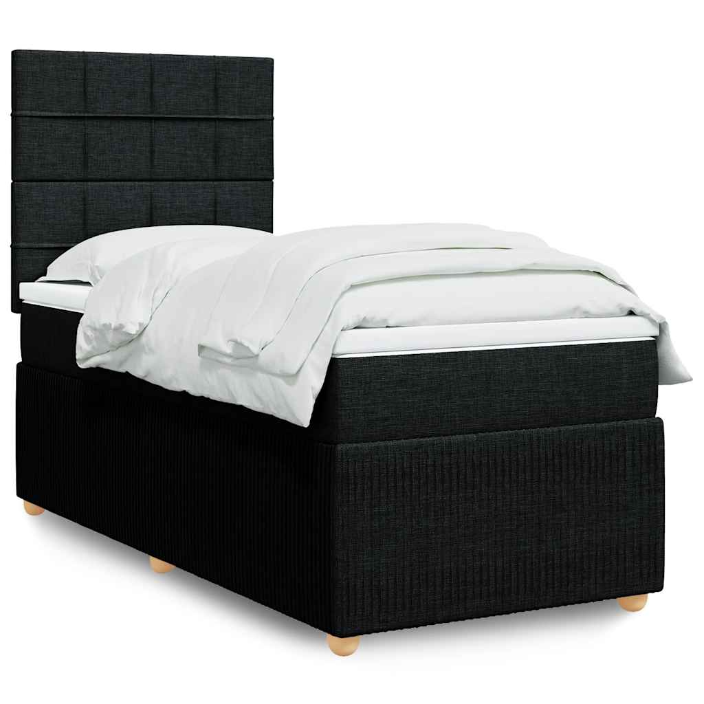 Sommier à lattes de lit avec matelas Noir 100x200 cm Tissu - XIOS