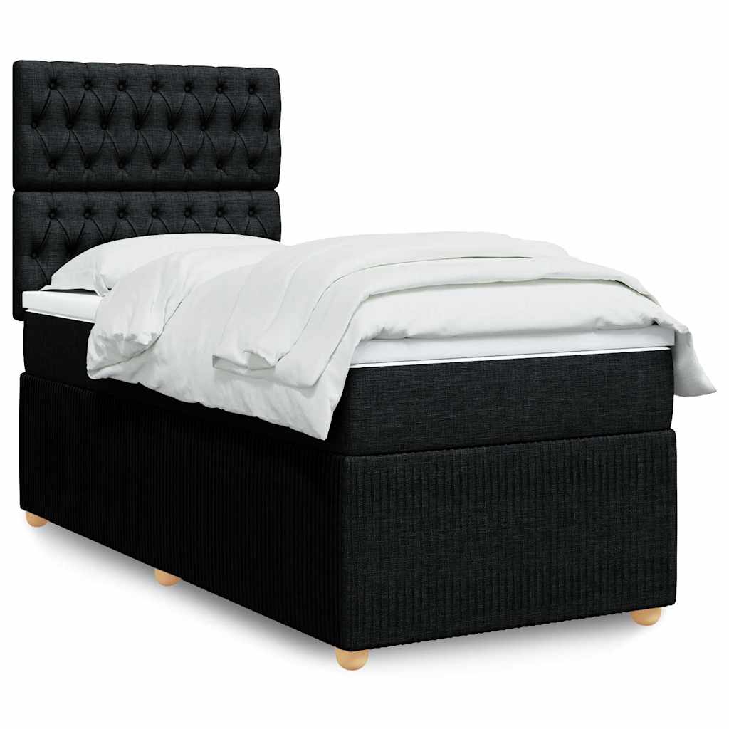 Sommier à lattes de lit avec matelas Noir 100x200 cm Tissu - XIOS
