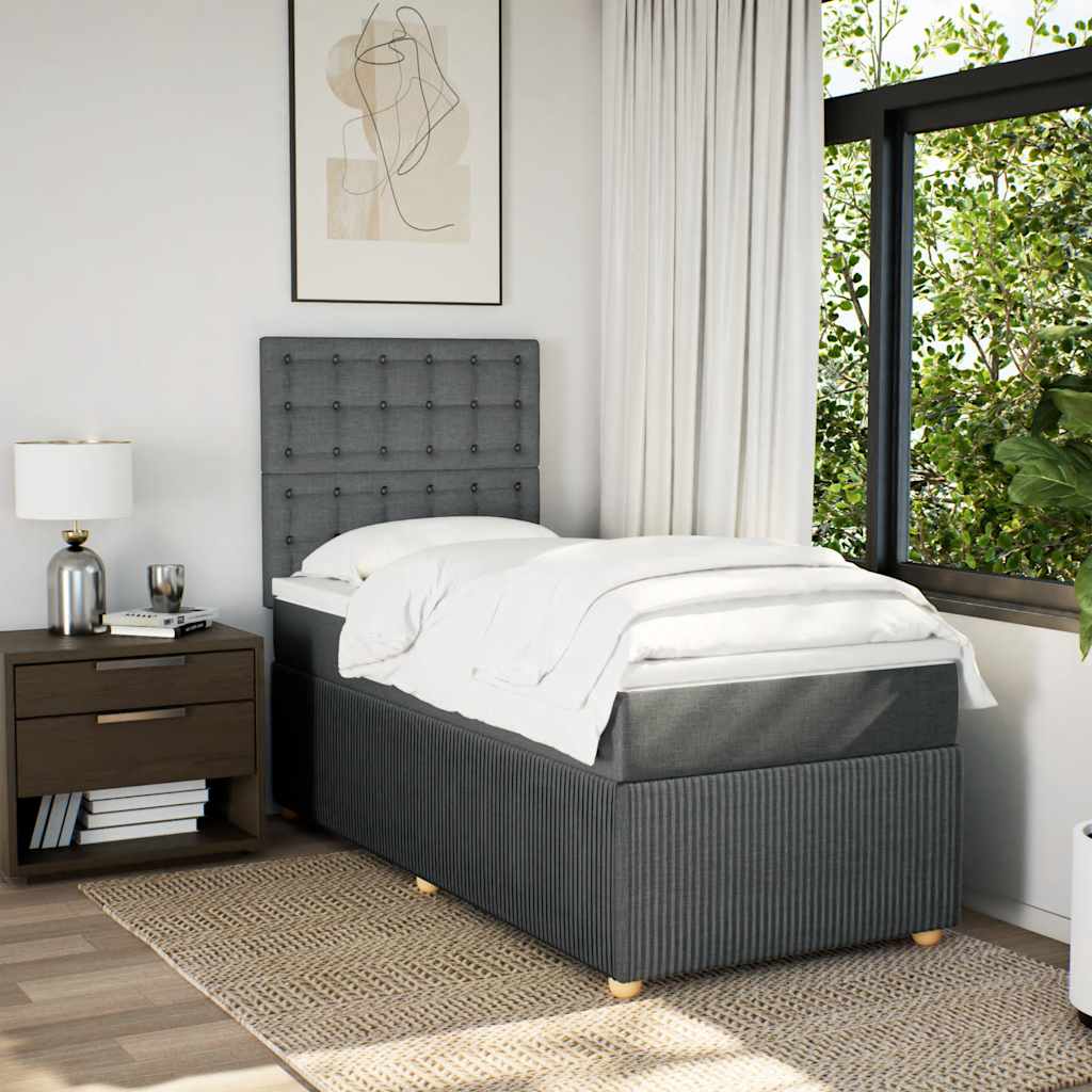 Sommier à lattes de lit avec matelas Gris foncé 100x200cm Tissu - XIOS