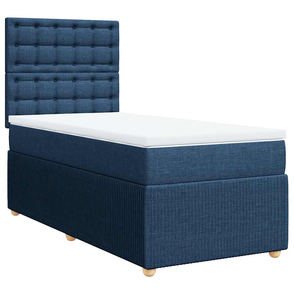 Sommier à lattes de lit avec matelas Bleu 100x200 cm Tissu - XIOS