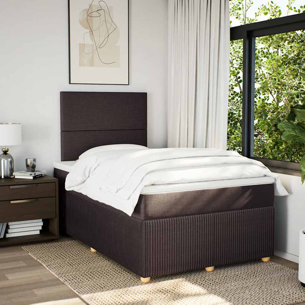 Sommier à lattes de lit et matelas marron foncé 120x190cm tissu - XIOS