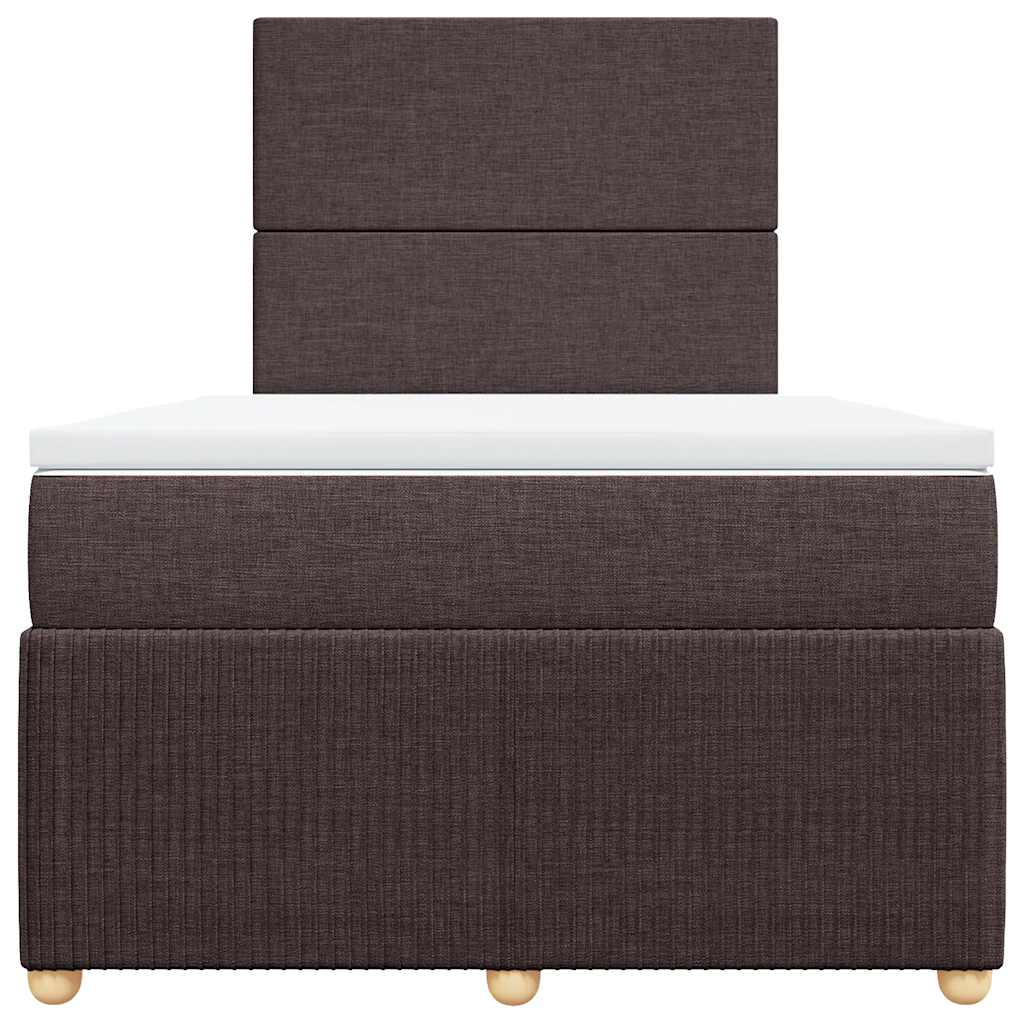 Sommier à lattes de lit et matelas marron foncé 120x190cm tissu - XIOS