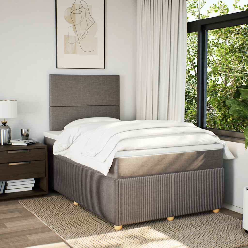 Sommier à lattes de lit avec matelas taupe 120x190 cm tissu - XIOS