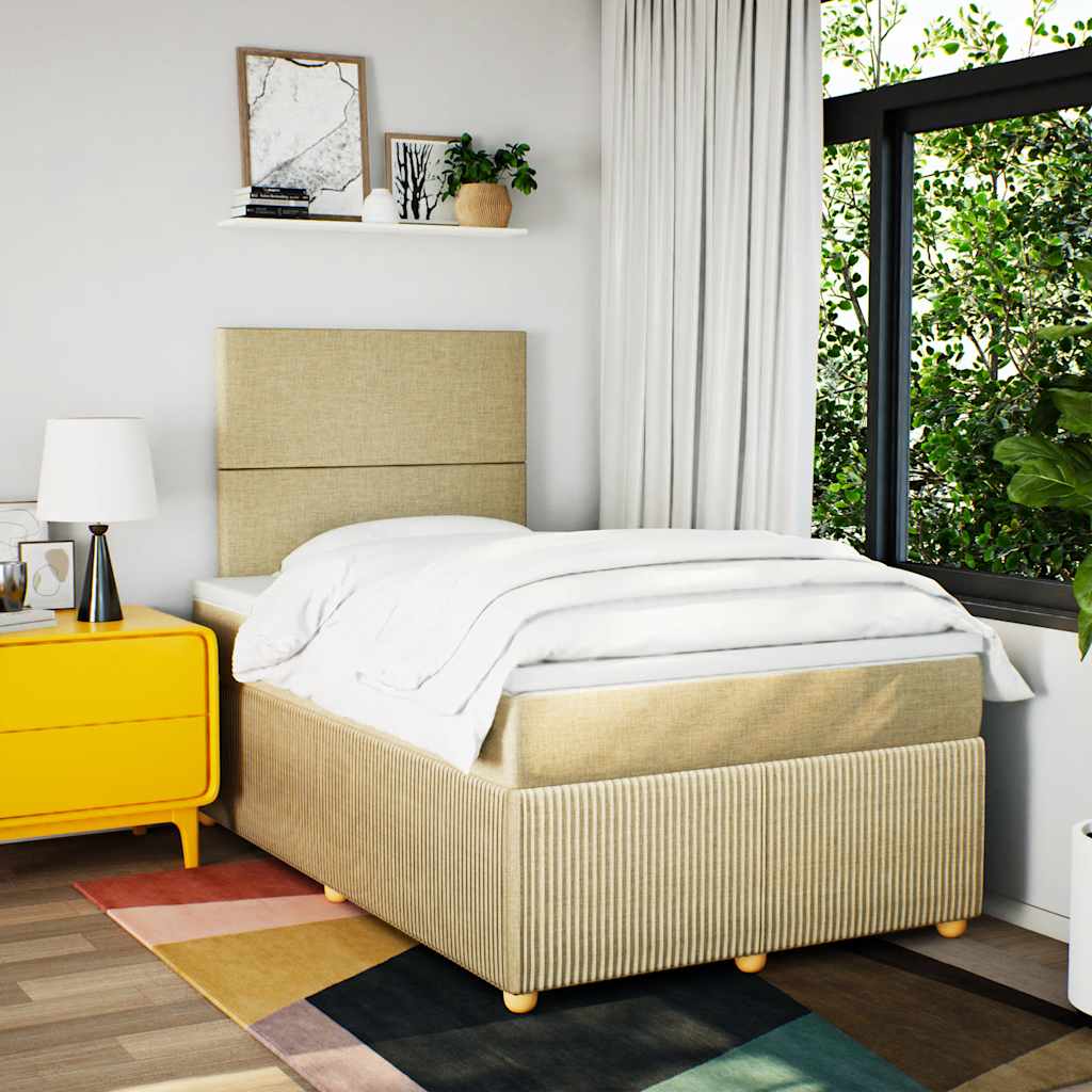 Sommier à lattes de lit avec matelas crème 120x190 cm tissu - XIOS