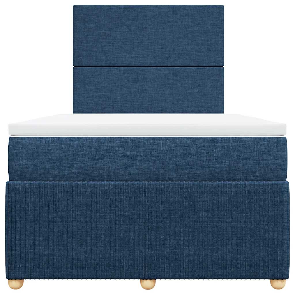 Sommier à lattes de lit avec matelas bleu 120x190 cm tissu - XIOS