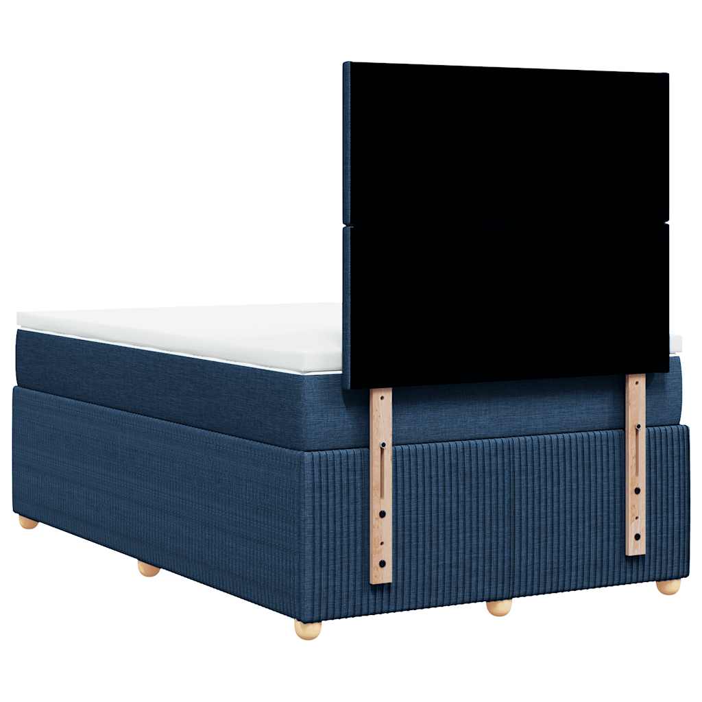 Sommier à lattes de lit avec matelas bleu 120x190 cm tissu - XIOS