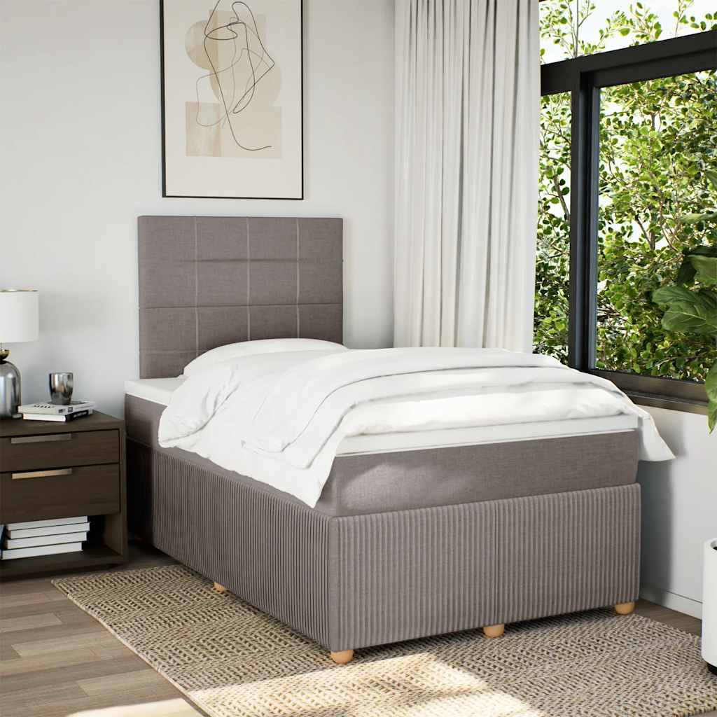 Sommier à lattes de lit avec matelas taupe 120x190 cm tissu - XIOS