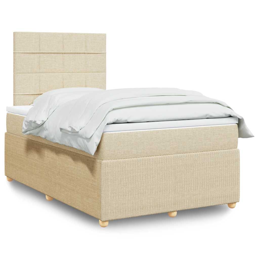 Sommier à lattes de lit avec matelas crème 120x190 cm tissu - XIOS