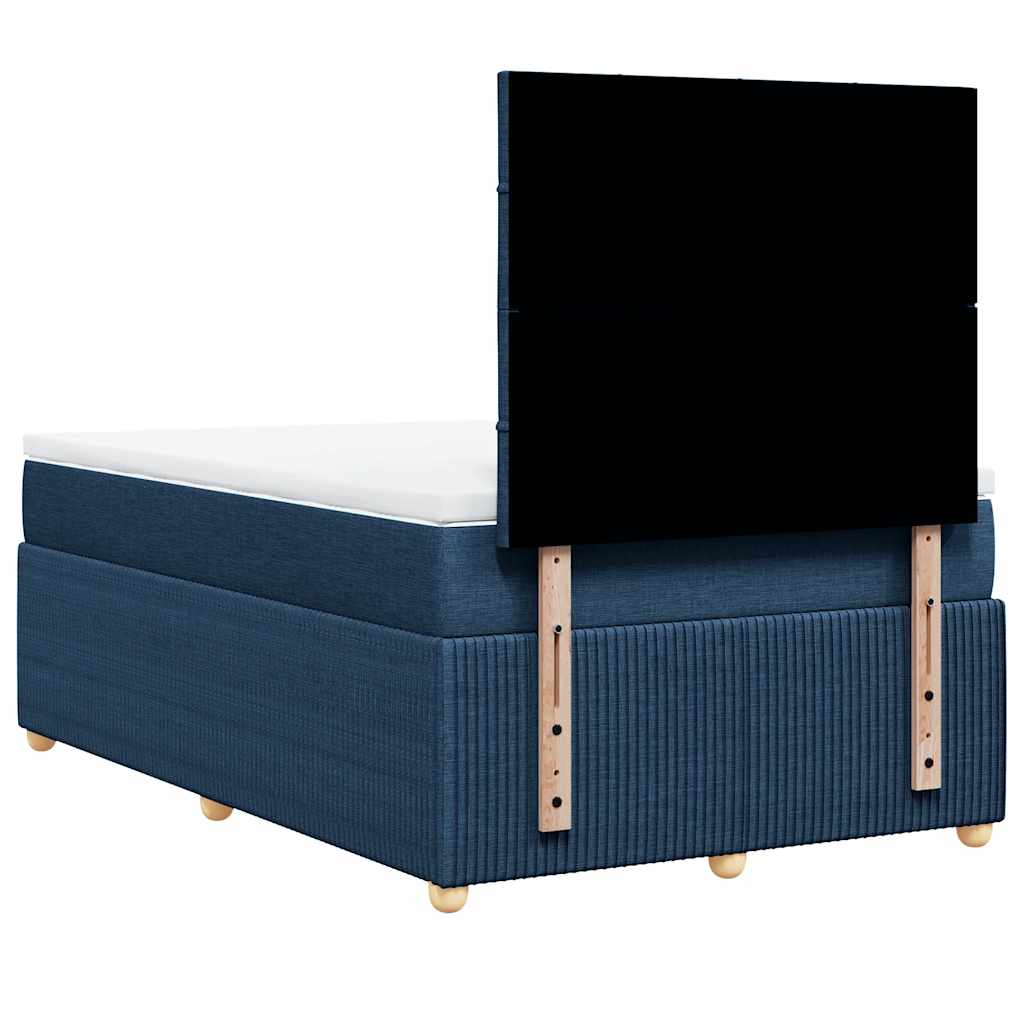 Sommier à lattes de lit avec matelas bleu 120x190 cm tissu - XIOS