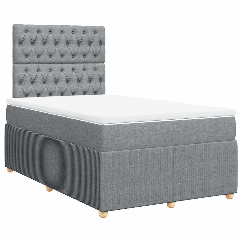 Sommier à lattes de lit et matelas gris clair 120x190 cm tissu - XIOS