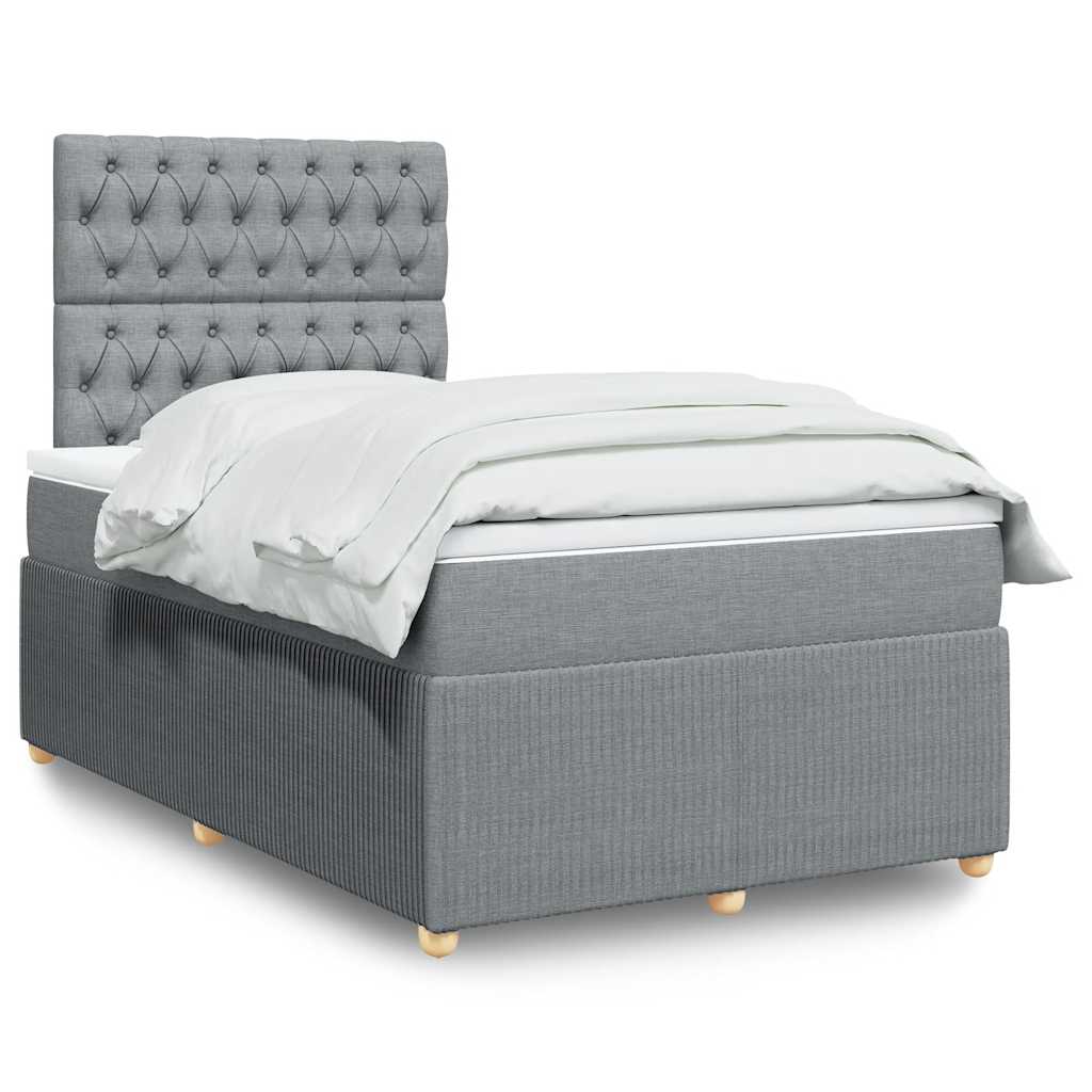 Sommier à lattes de lit et matelas gris clair 120x190 cm tissu - XIOS