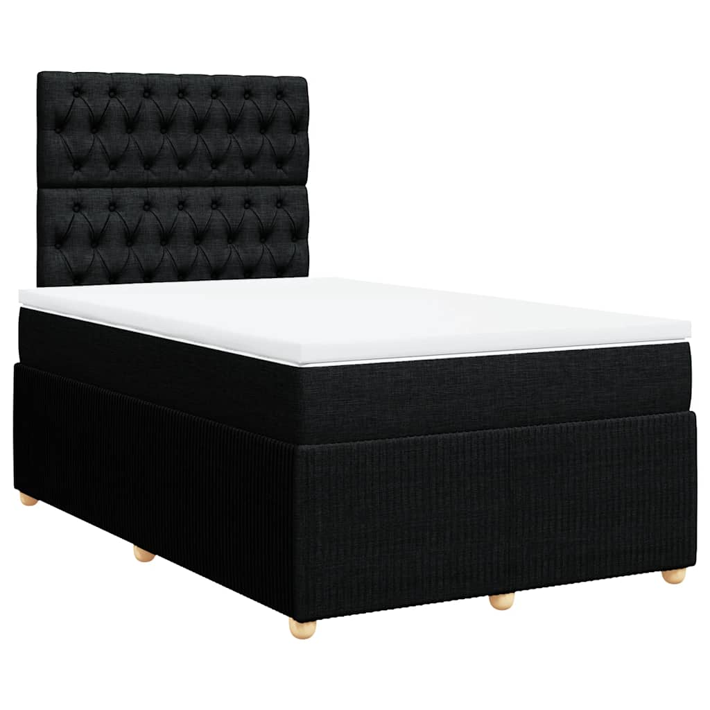 Sommier à lattes de lit avec matelas noir 120x190 cm tissu - XIOS