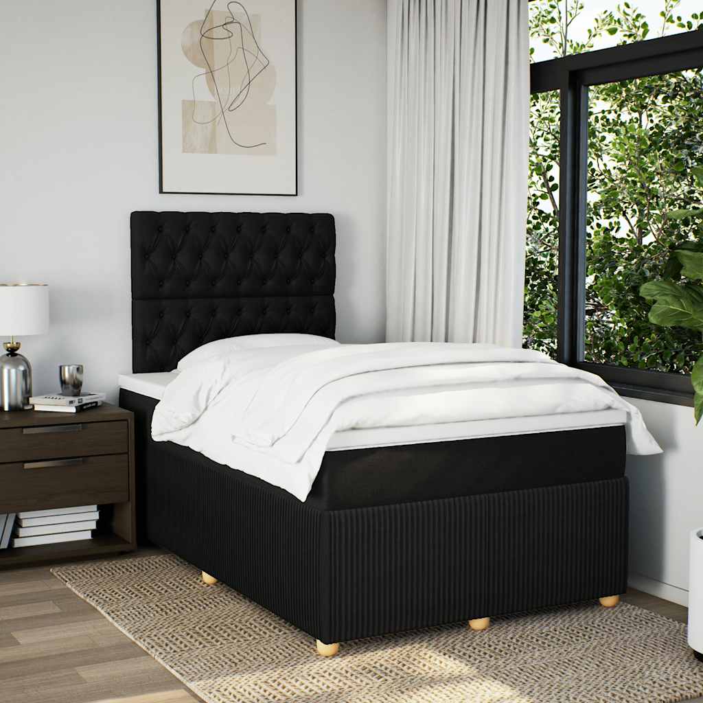 Sommier à lattes de lit avec matelas noir 120x190 cm tissu - XIOS