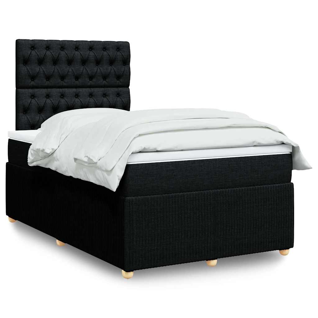 Sommier à lattes de lit avec matelas noir 120x190 cm tissu - XIOS