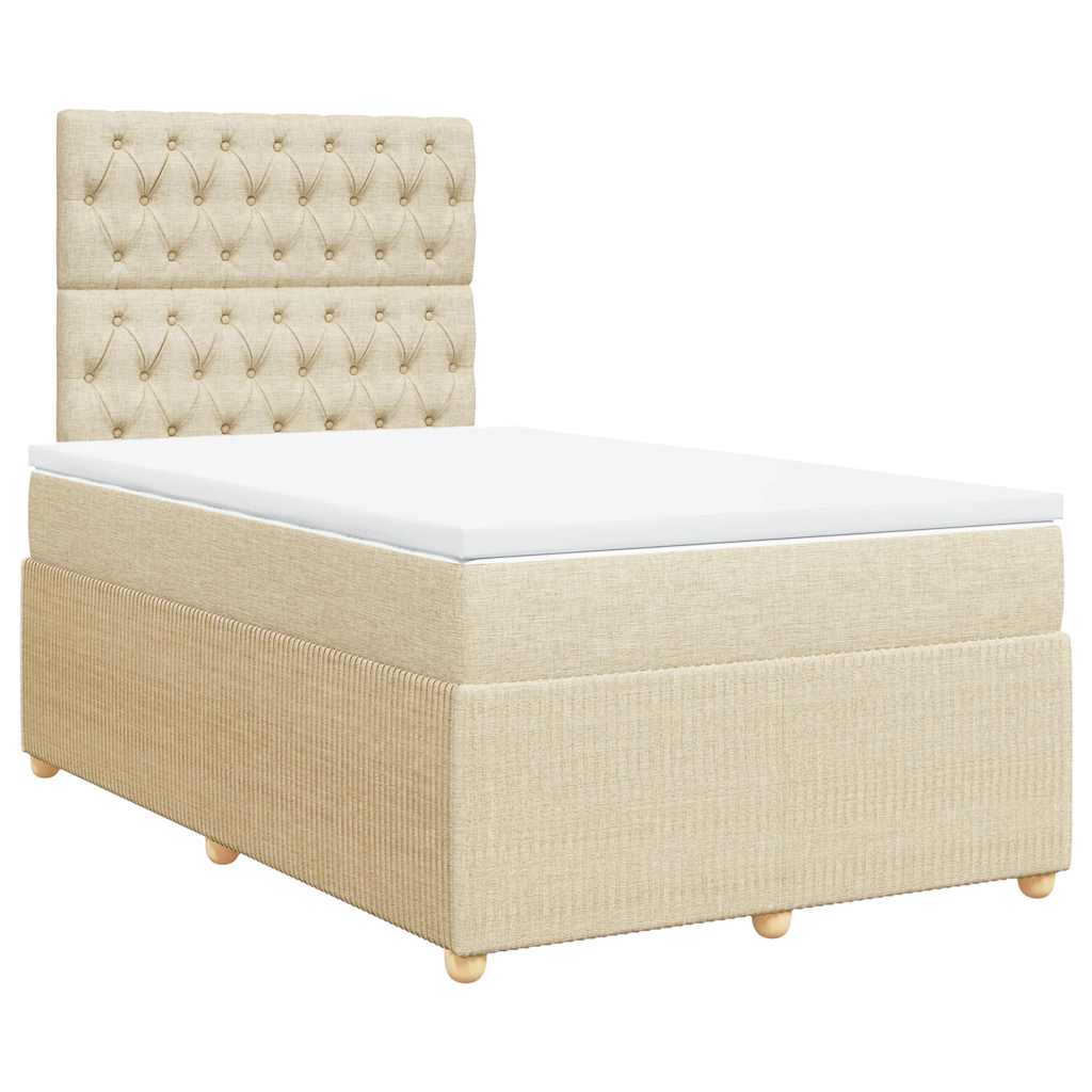 Sommier à lattes de lit avec matelas crème 120x190 cm tissu - XIOS