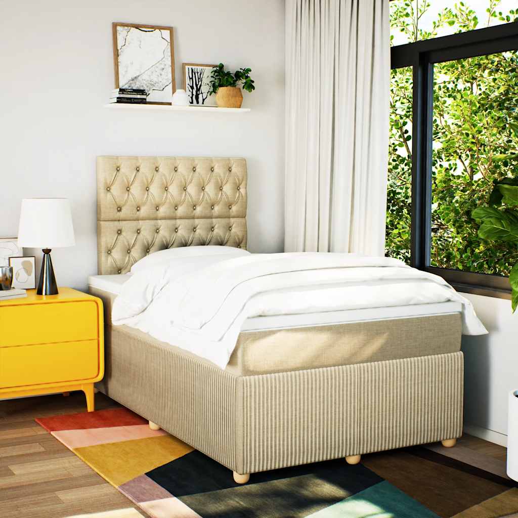Sommier à lattes de lit avec matelas crème 120x190 cm tissu - XIOS