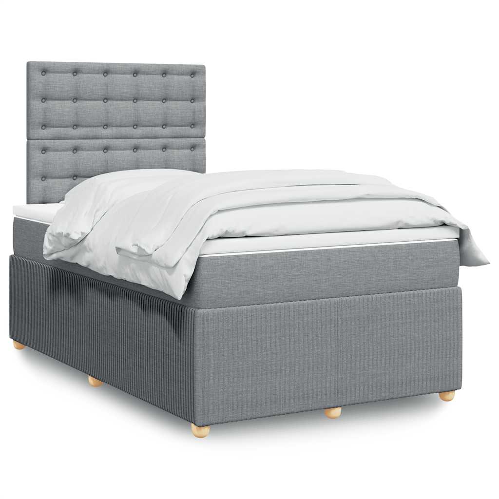 Sommier à lattes de lit et matelas gris clair 120x190 cm tissu - XIOS