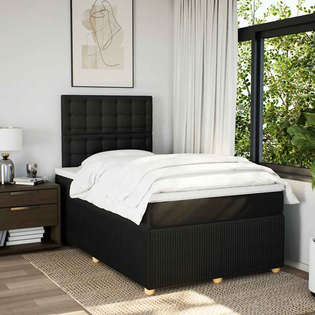 Sommier à lattes de lit avec matelas noir 120x190 cm tissu - XIOS
