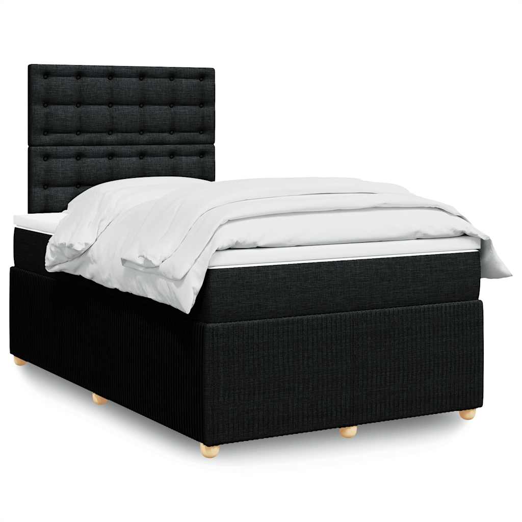 Sommier à lattes de lit avec matelas noir 120x190 cm tissu - XIOS