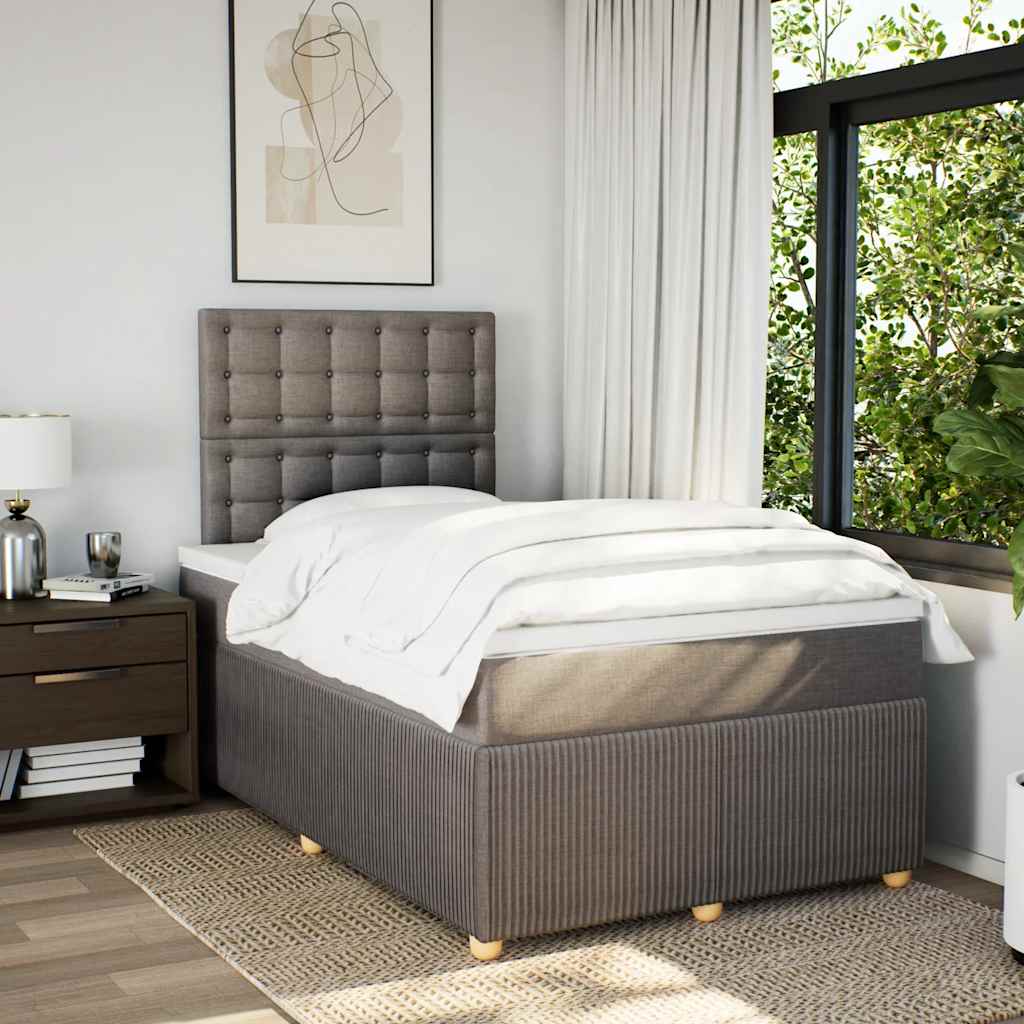 Sommier à lattes de lit avec matelas taupe 120x190 cm tissu - XIOS